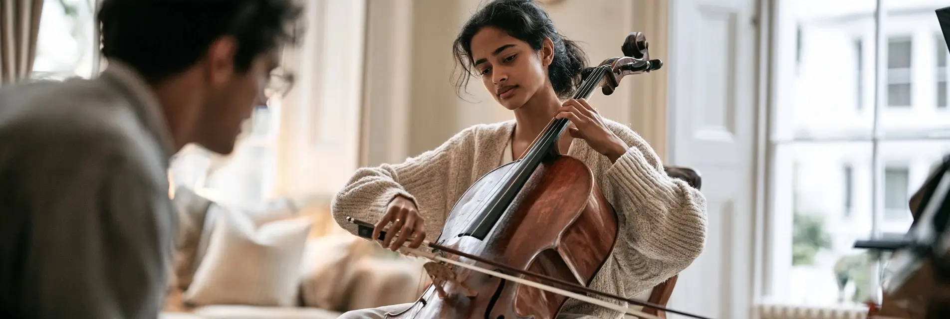 A woman playing the cello