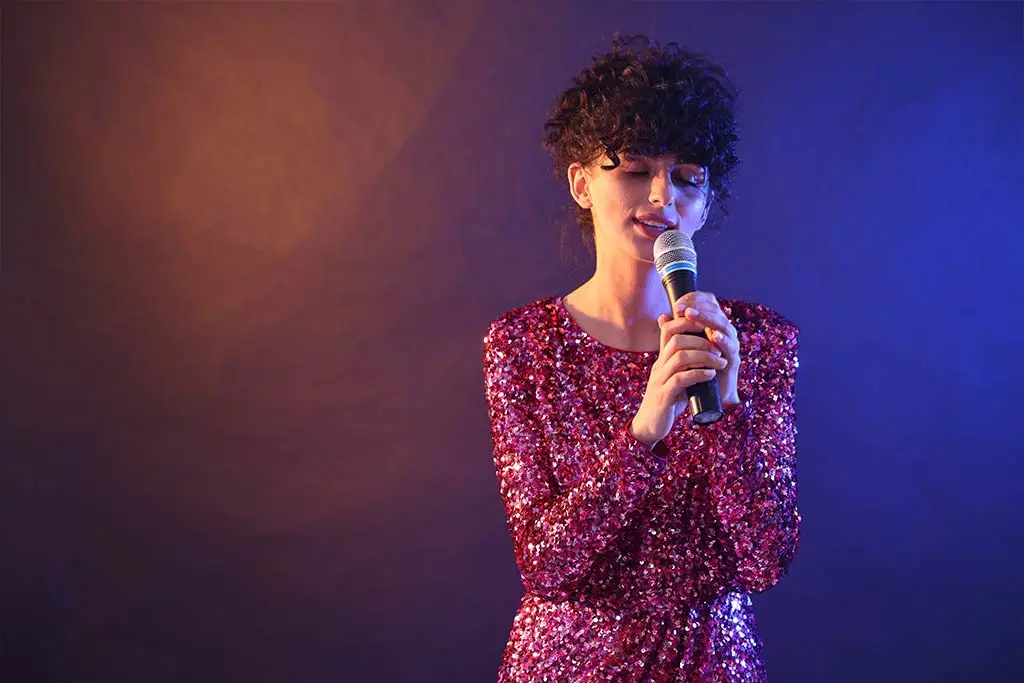 Beautiful woman singing