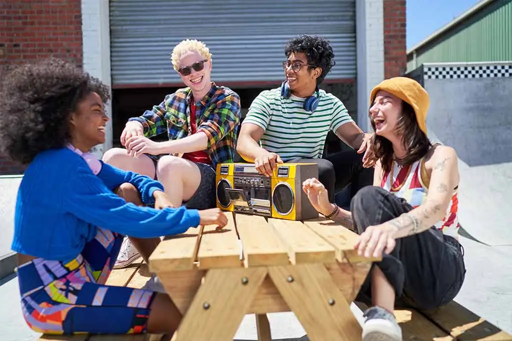 Friends listening to music