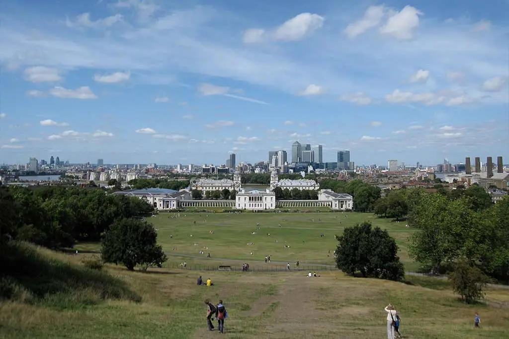 View over Greenwich Park towards the London skyline