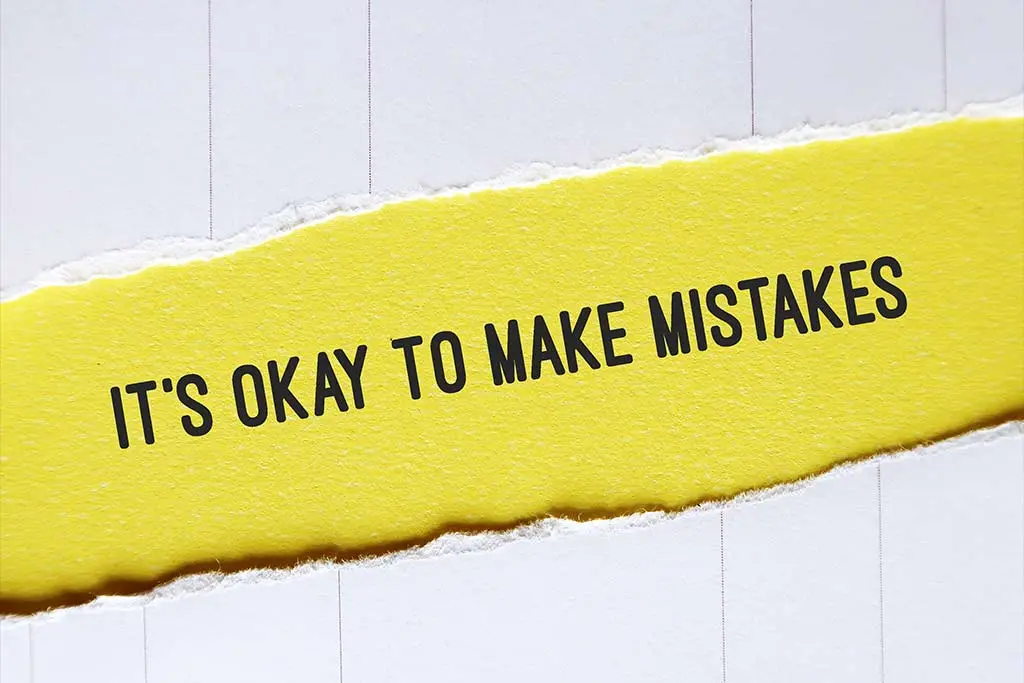 It's okay to make mistakes written on torn yellow paper