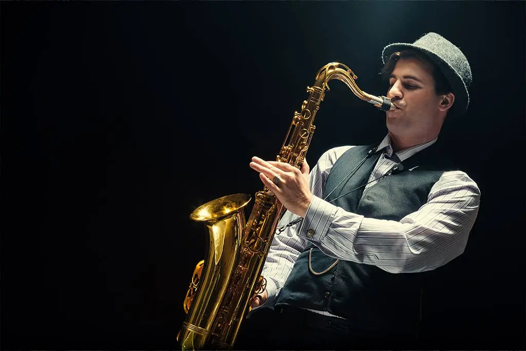 Jazz man playing saxophone