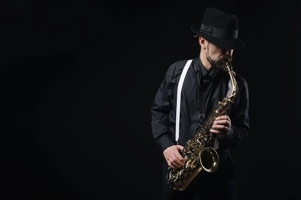 Jazz musician playing saxophone