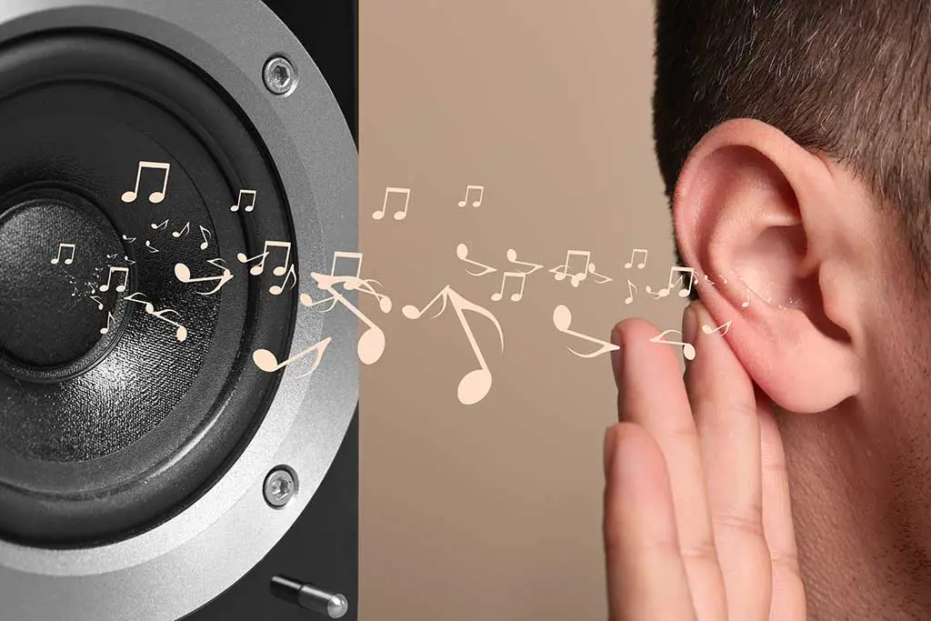 Image of a man listening to music on speaker