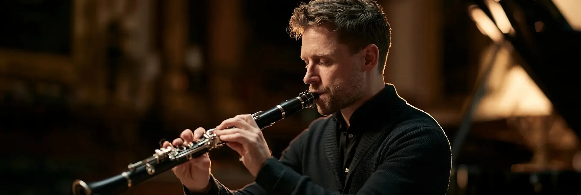 A man playing the clarinet