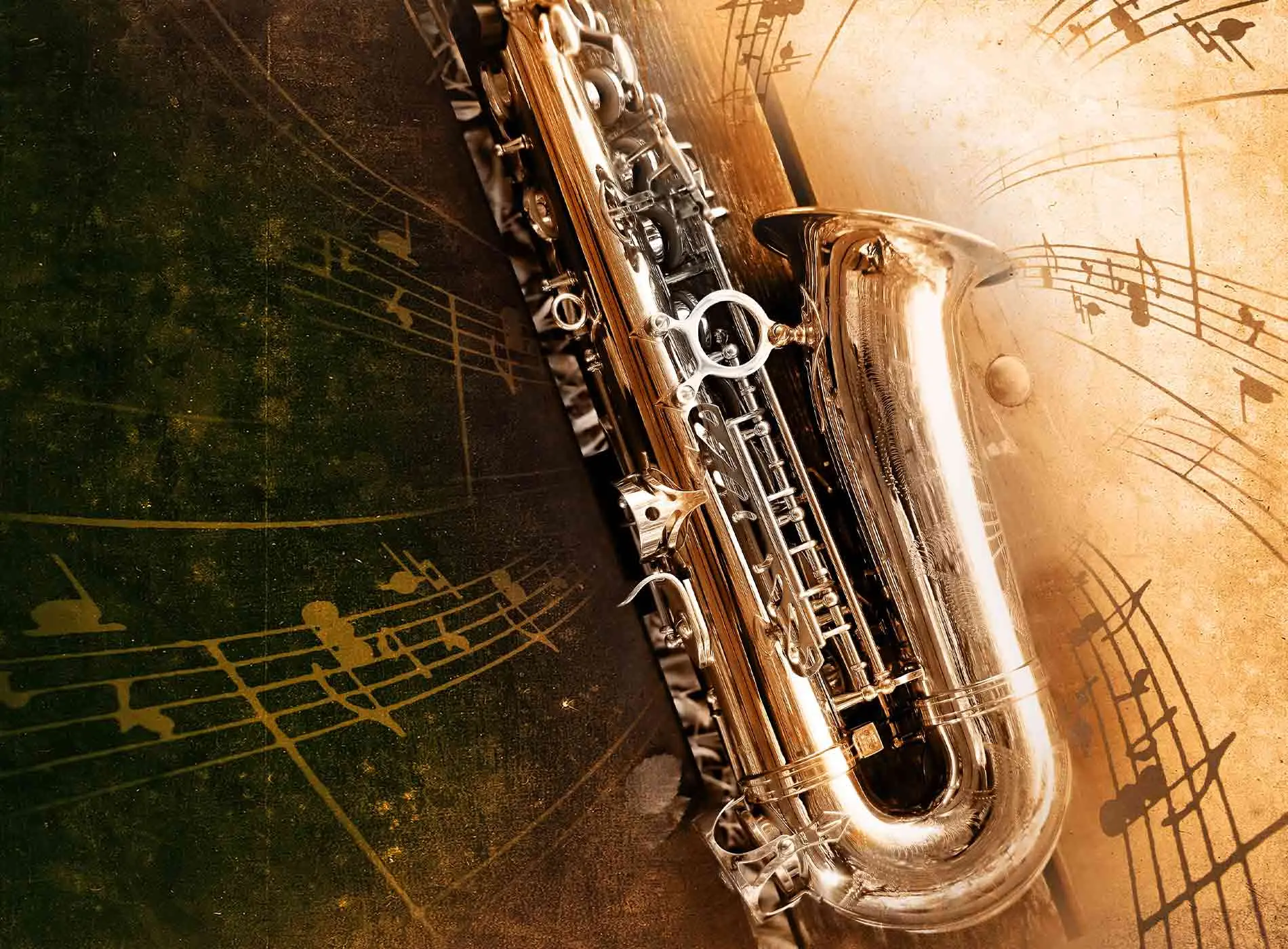 Saxophone and music notes