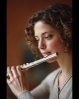 A woman playing the flute